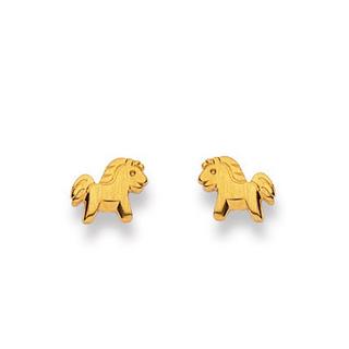 MUAU Schmuck  Clous d'oreilles cheval or jaune 750, 7mm 