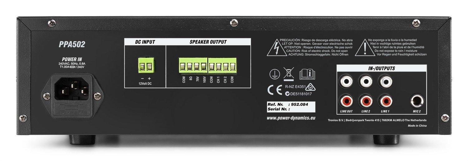 Power Dynamics  PPA502 100V 2-Zonen Verstärker 50W 