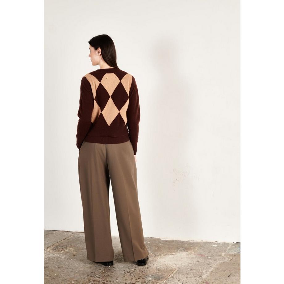 Studio Cashmere8 HANA 7 Motif Losanges Sans Manches Col V Pull  