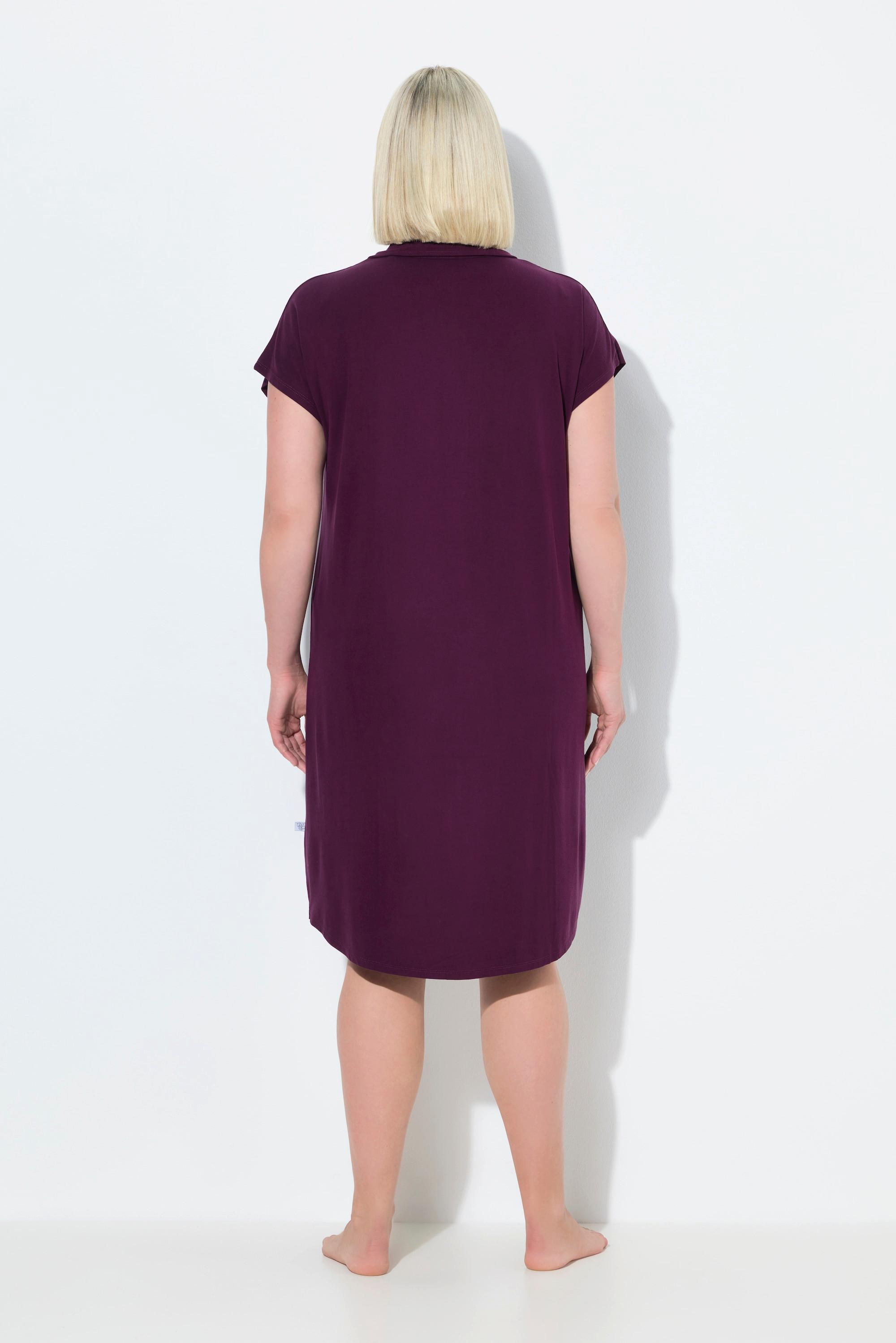 Ulla Popken Camicia da notte oversize collo a camicia scollo a V mezze maniche  