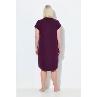 Ulla Popken Camicia da notte oversize collo a camicia scollo a V mezze maniche  