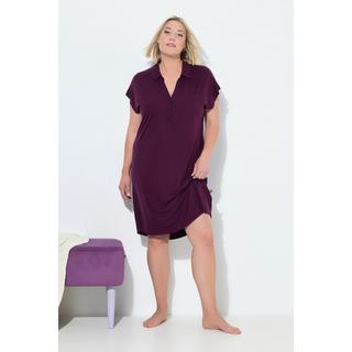 Ulla Popken Camicia da notte oversize collo a camicia scollo a V mezze maniche  