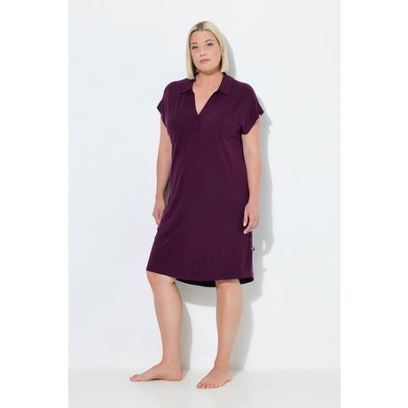 Ulla Popken Camicia da notte oversize collo a camicia scollo a V mezze maniche  