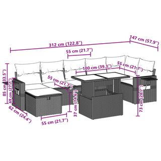 VidaXL Ensemble de canapés de jardin rotin synthétique  