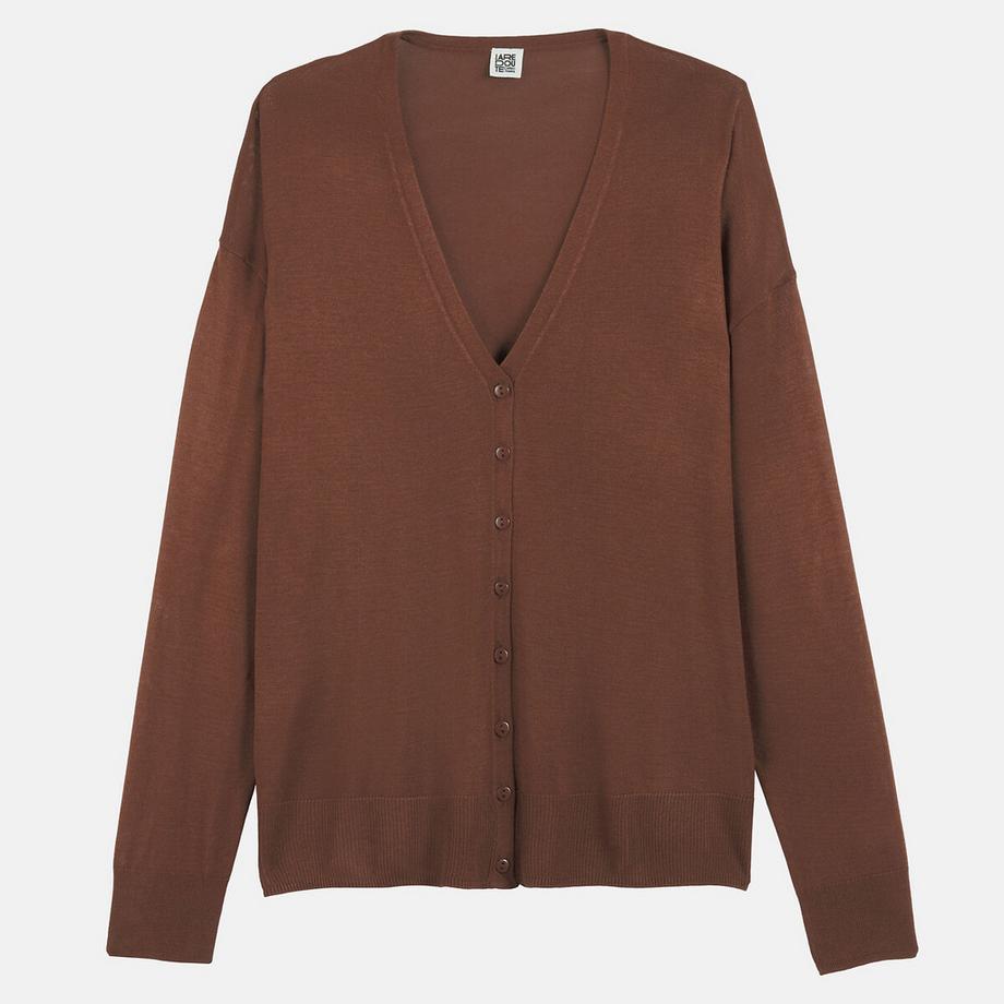 La Redoute Collections Cardigan col v en fine maille  