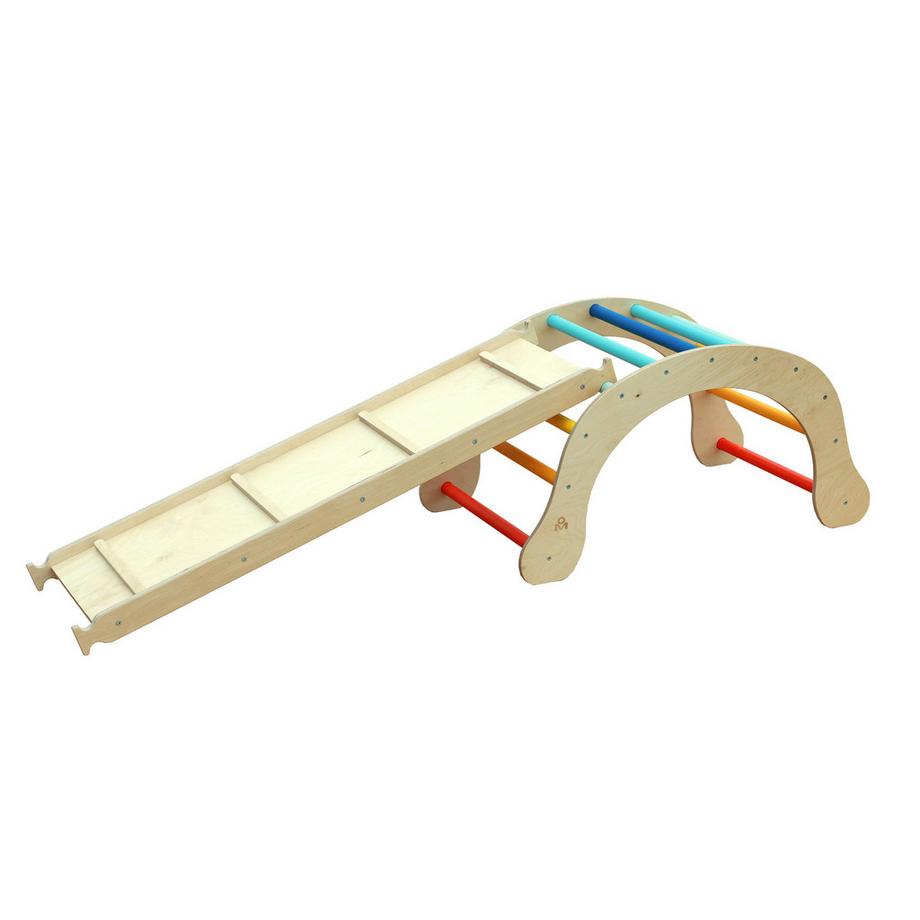 Montessori  Kletterbogen + XXL Rutsche - Hell 