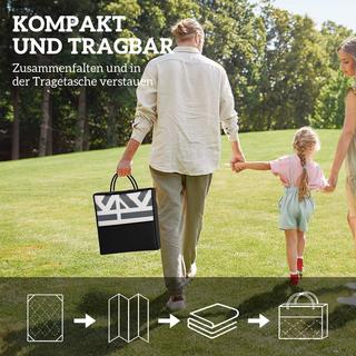 Northio  Tapis d'extérieur, tapis d'extérieur robuste et résistant aux intempéries avec sac de transport, tapis pliable, style bohème, tapis d'extérieur pour salon, balcon, jardin, terrasse, salle de bain, couloir, cuisine, 182 x 274 cm, noir + blanc Aosom 