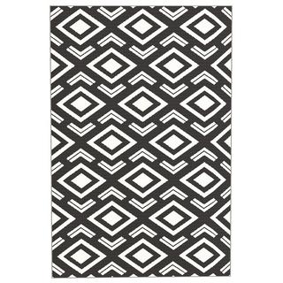 Northio  Tapis d'extérieur, tapis d'extérieur robuste et résistant aux intempéries avec sac de transport, tapis pliable, style bohème, tapis d'extérieur pour salon, balcon, jardin, terrasse, salle de bain, couloir, cuisine, 182 x 274 cm, noir + blanc Aosom 