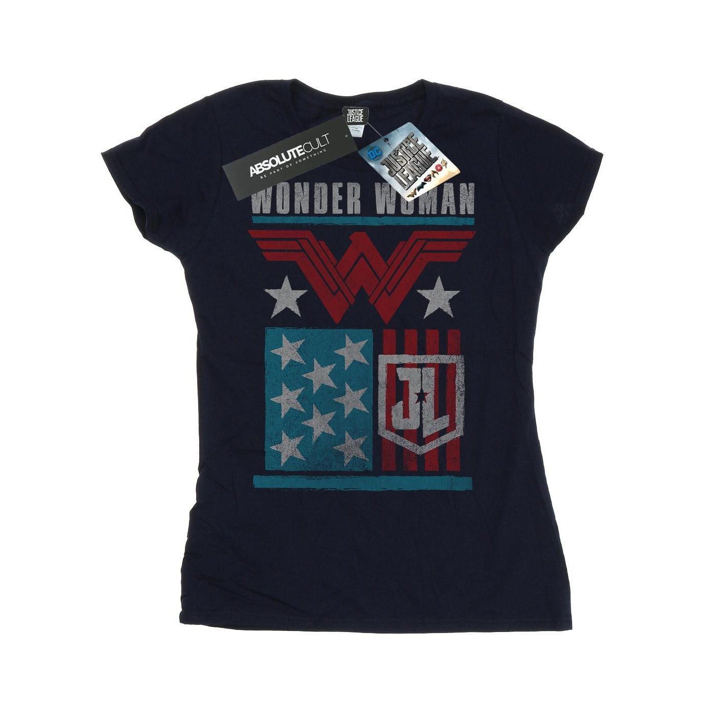 DC COMICS  Justice League Movie Wonder Woman Flag TShirt 