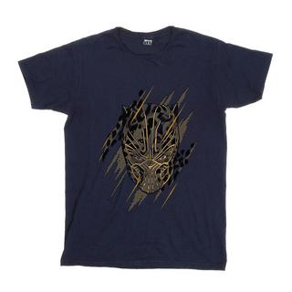 MARVEL  Tshirt BLACK PANTHER GOLD HEAD 