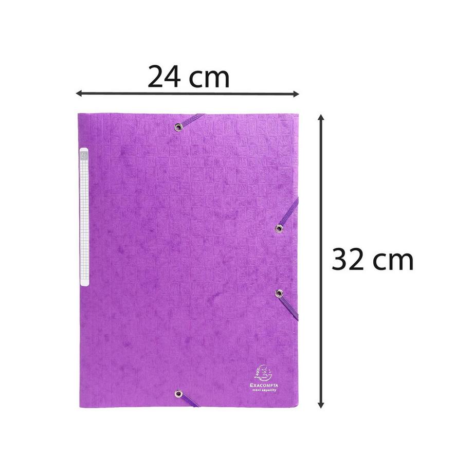 Exacompta Cartella 3 lembi con elastici Maxi Capacity cartoncino lustré 600g/mq Scotten - A4 - x 25  