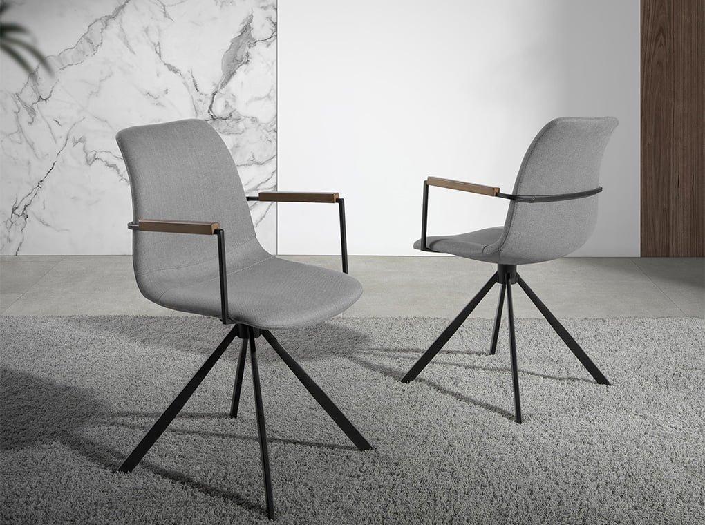 ANGEL CERDA Drehstuhl aus dunkelgrauem Stoff  