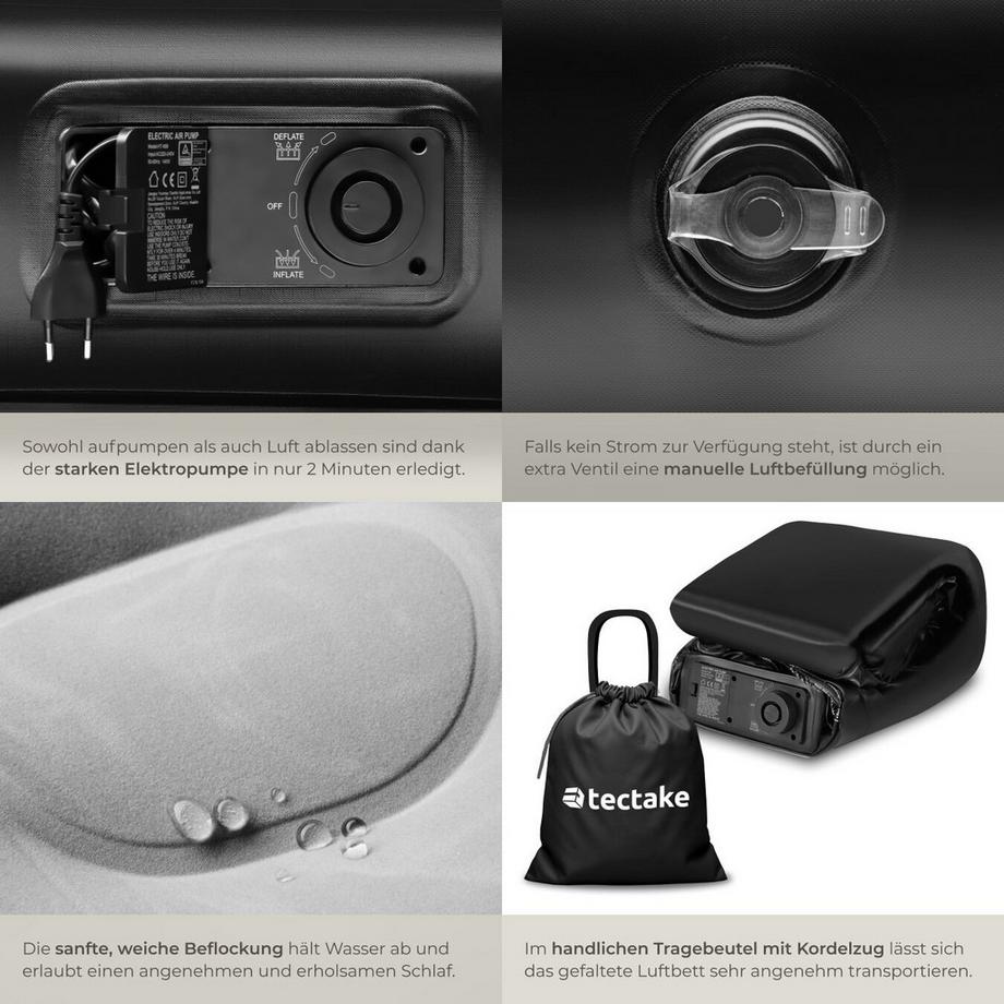 Tectake Materasso gonfiabile AirDreams per 1 o 2 persone  