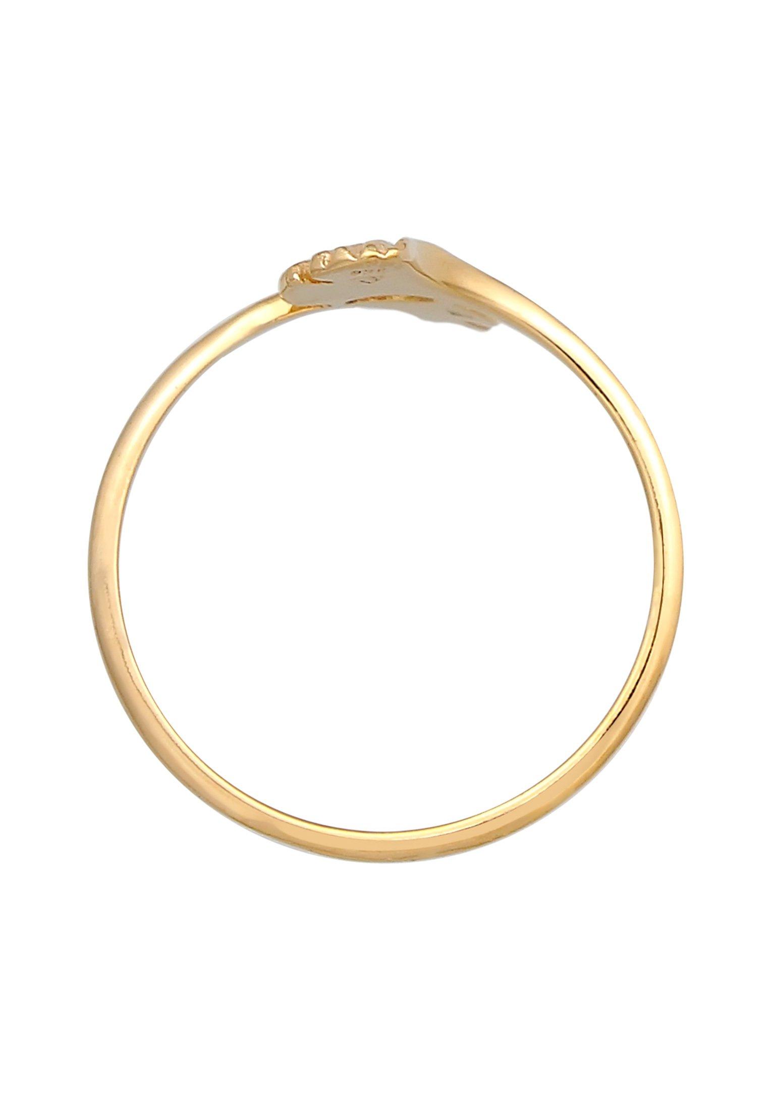 Elli  Ring Offen Verstellbar Ginkgo Blatt Natur 375 Gelbgold 