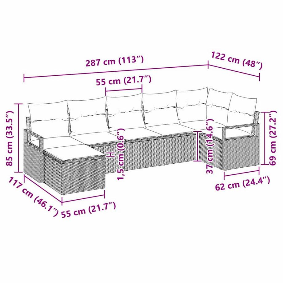 VidaXL Gartensofa-set poly-rattan  