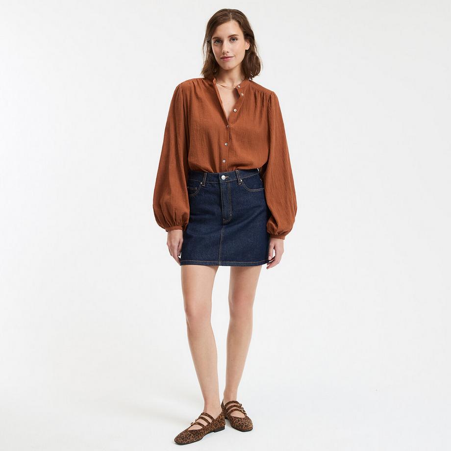 La Redoute Collections Oversized Bluse mit Stehkragen  