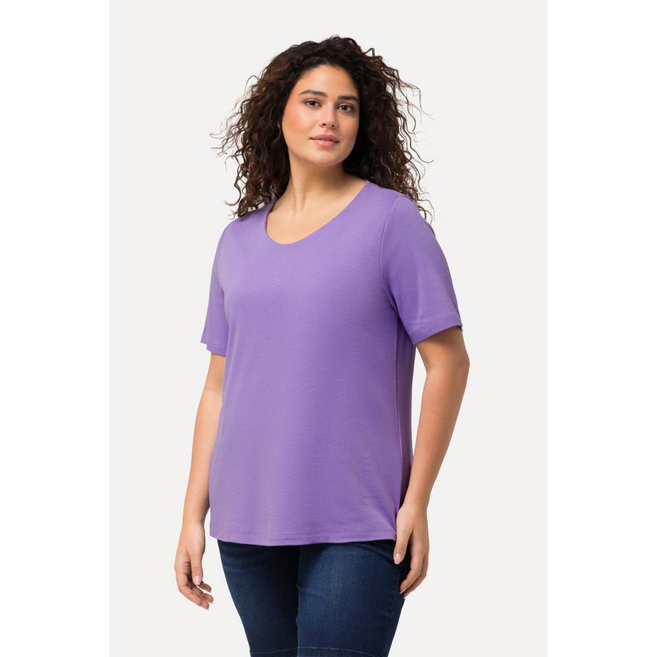 Ulla Popken Maglia Slim Fit Doppio Strato Davanti Girocollo Mezze Maniche  