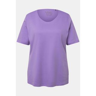 Ulla Popken  T-shirt doublé sur le devant, col rond et manches courtes - coupe Slim Fit 