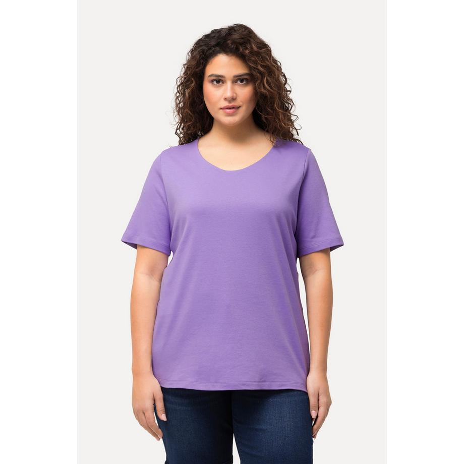 Ulla Popken Maglia Slim Fit Doppio Strato Davanti Girocollo Mezze Maniche  