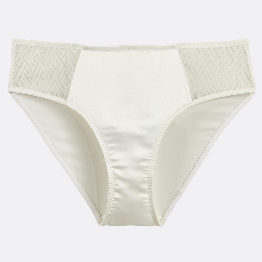 La Redoute Collections  Hoch geschnittener Slip FLORIA aus Spitze und Stretch-Satin 