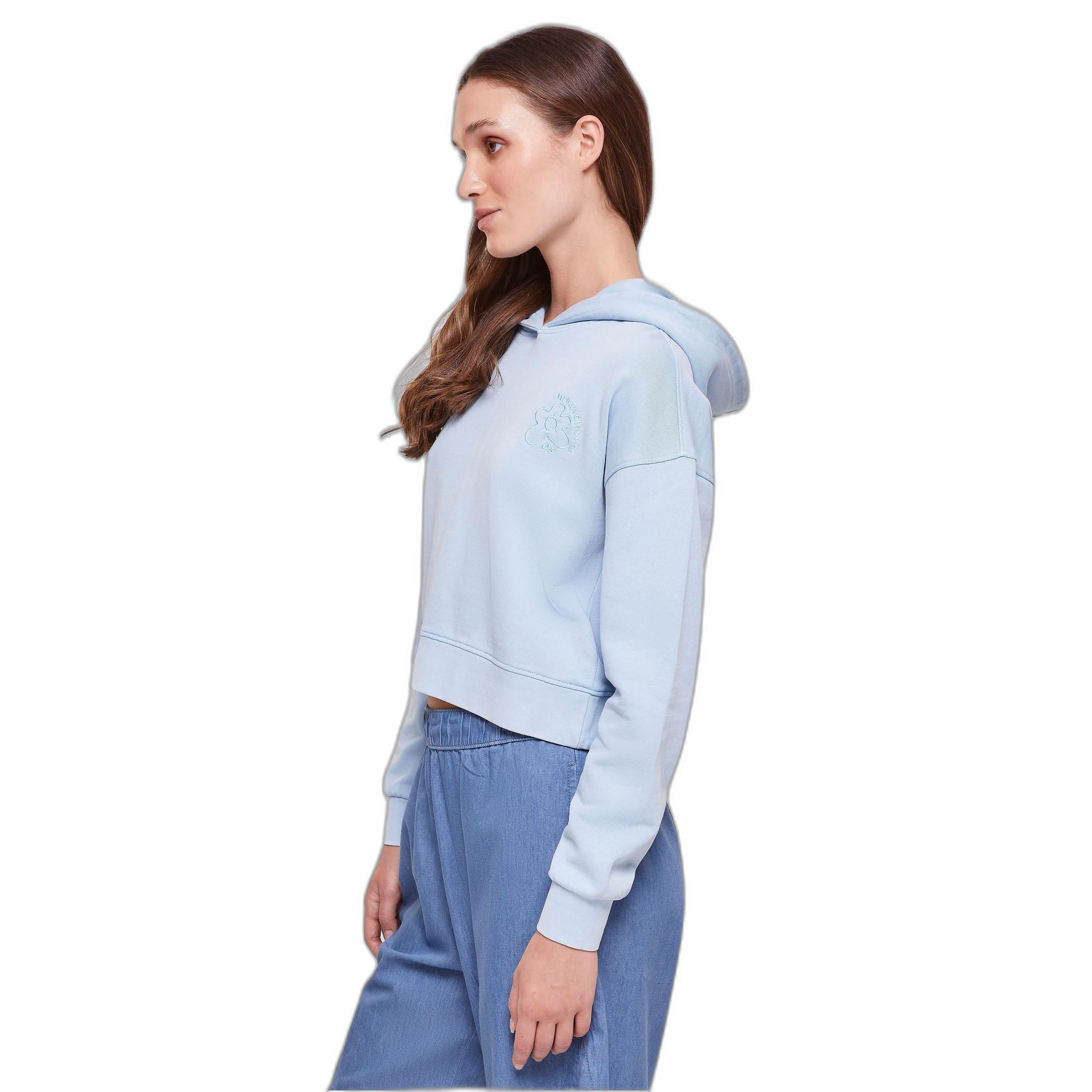 URBAN CLASSICS  kapuzenpullover court au frottee mit blumentickerei urban claic 