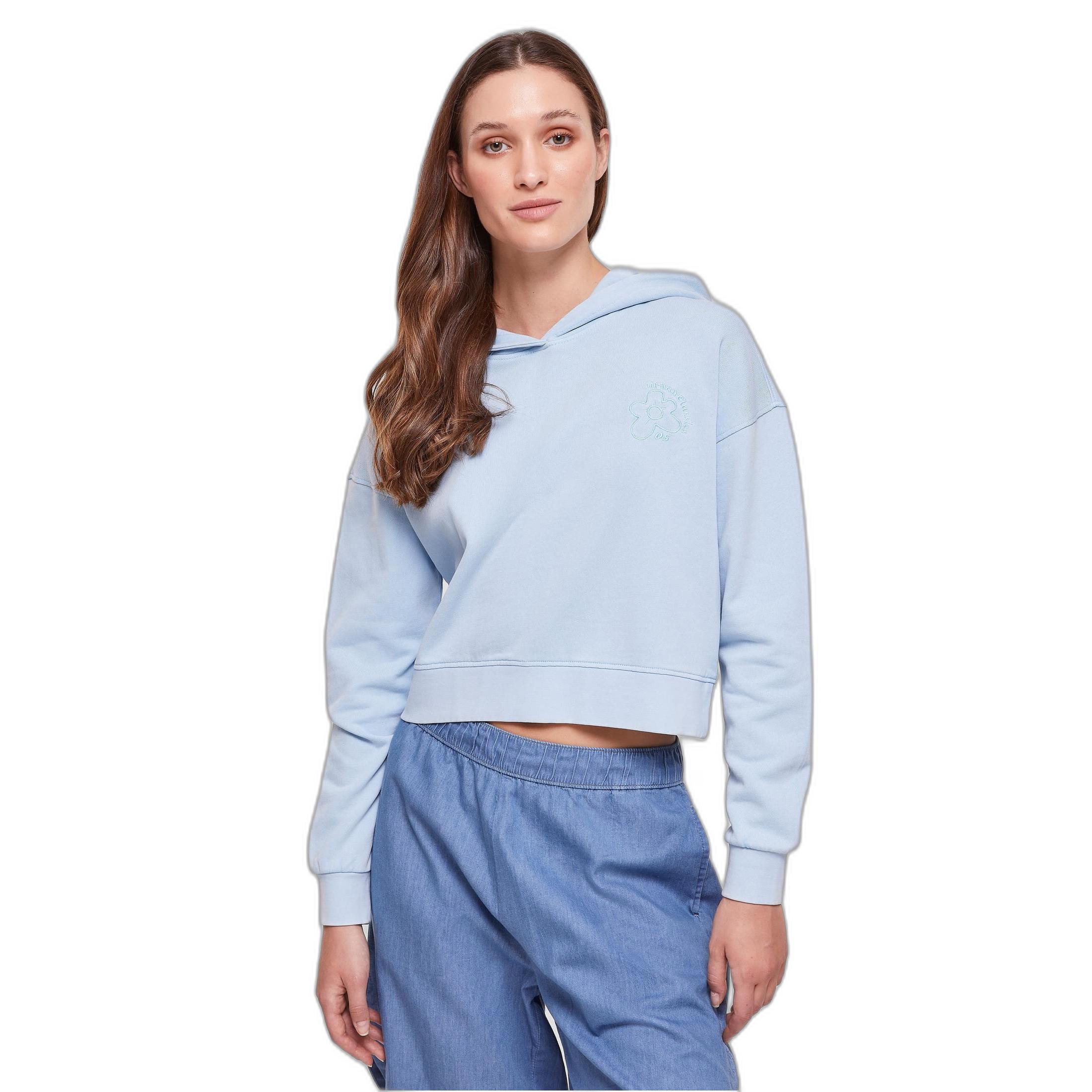 URBAN CLASSICS  kapuzenpullover court au frottee mit blumentickerei urban claic 