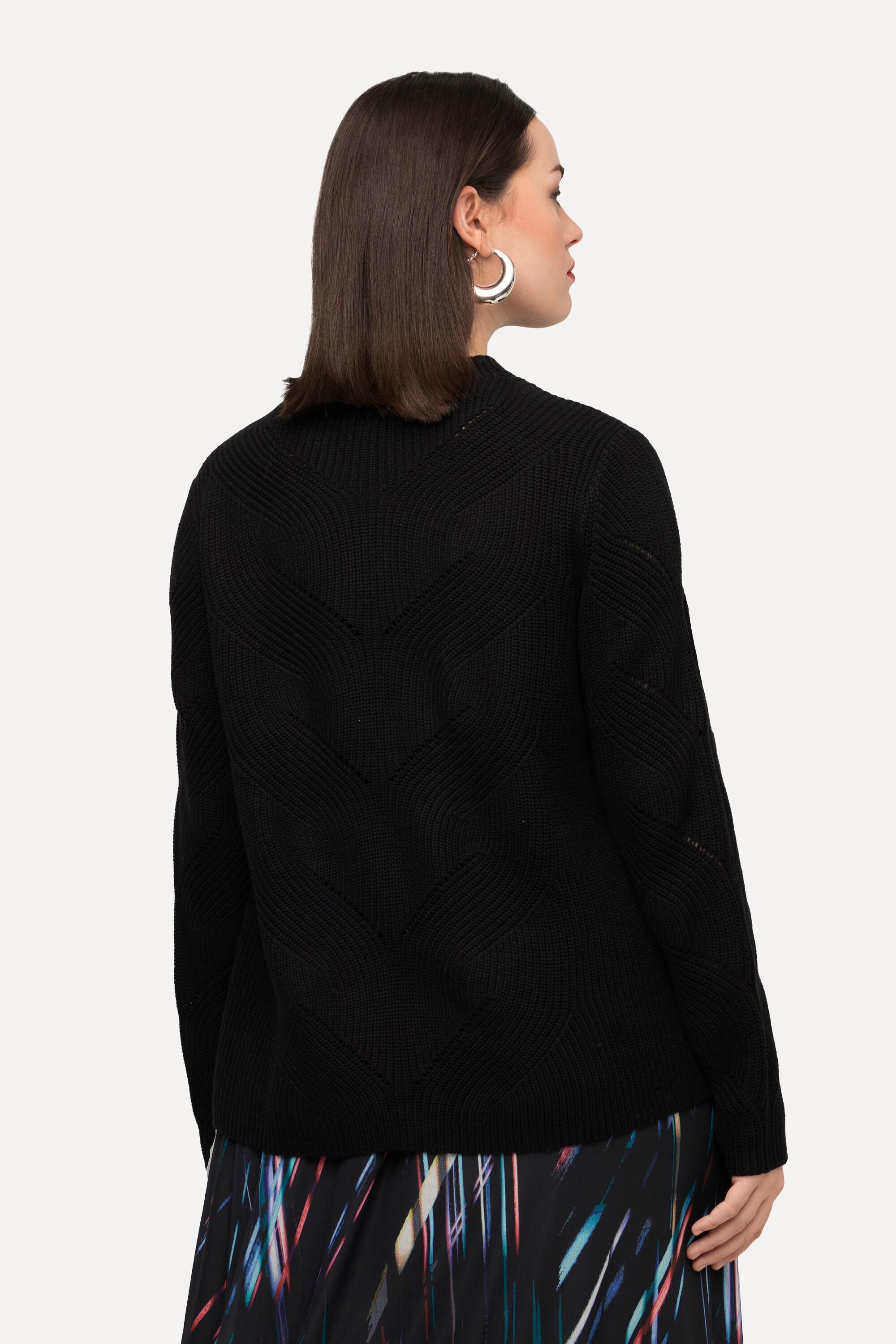 Ulla Popken  Pullover, Ziersteine, Stehkragen, Langarm 