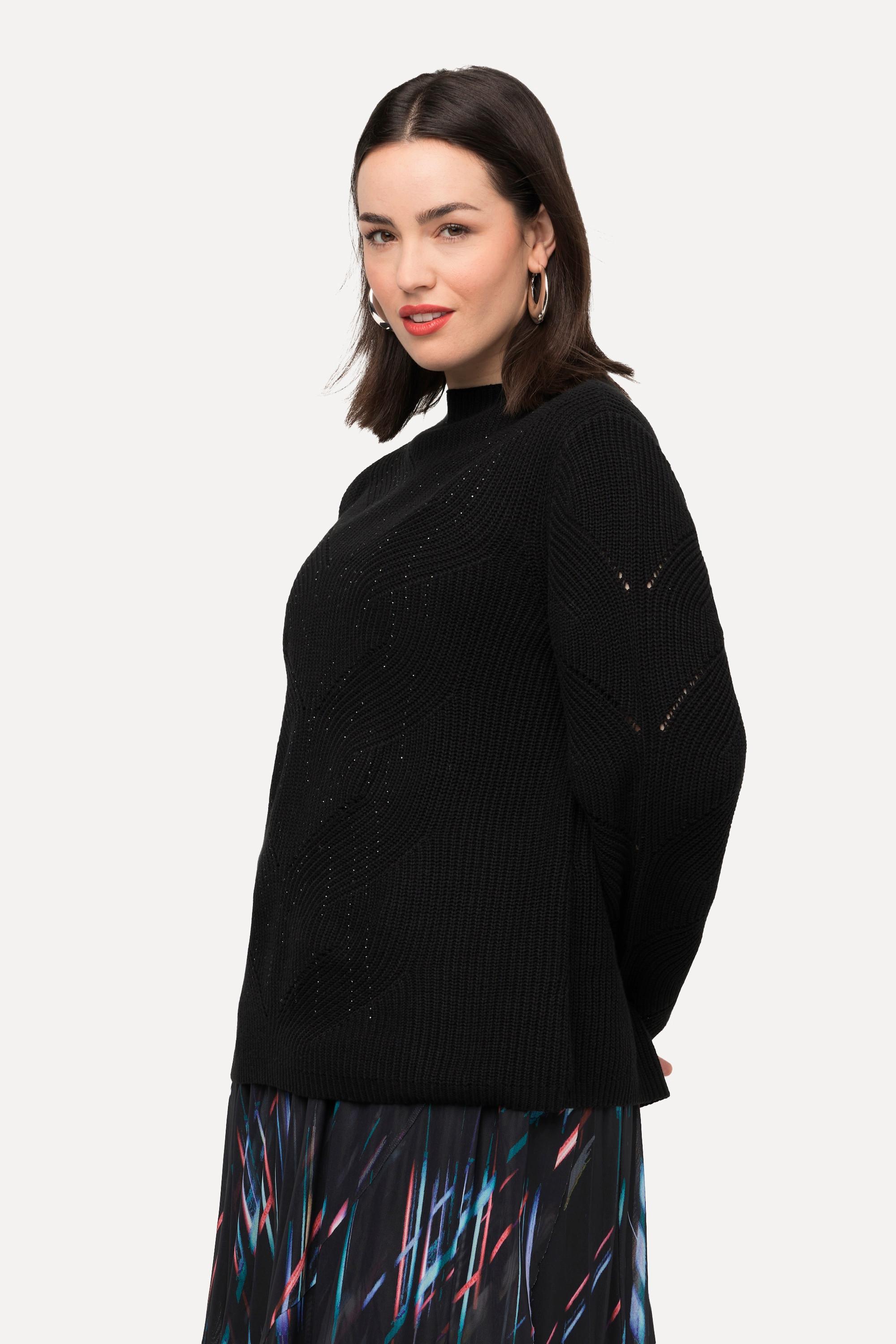 Ulla Popken  Pullover, Ziersteine, Stehkragen, Langarm 