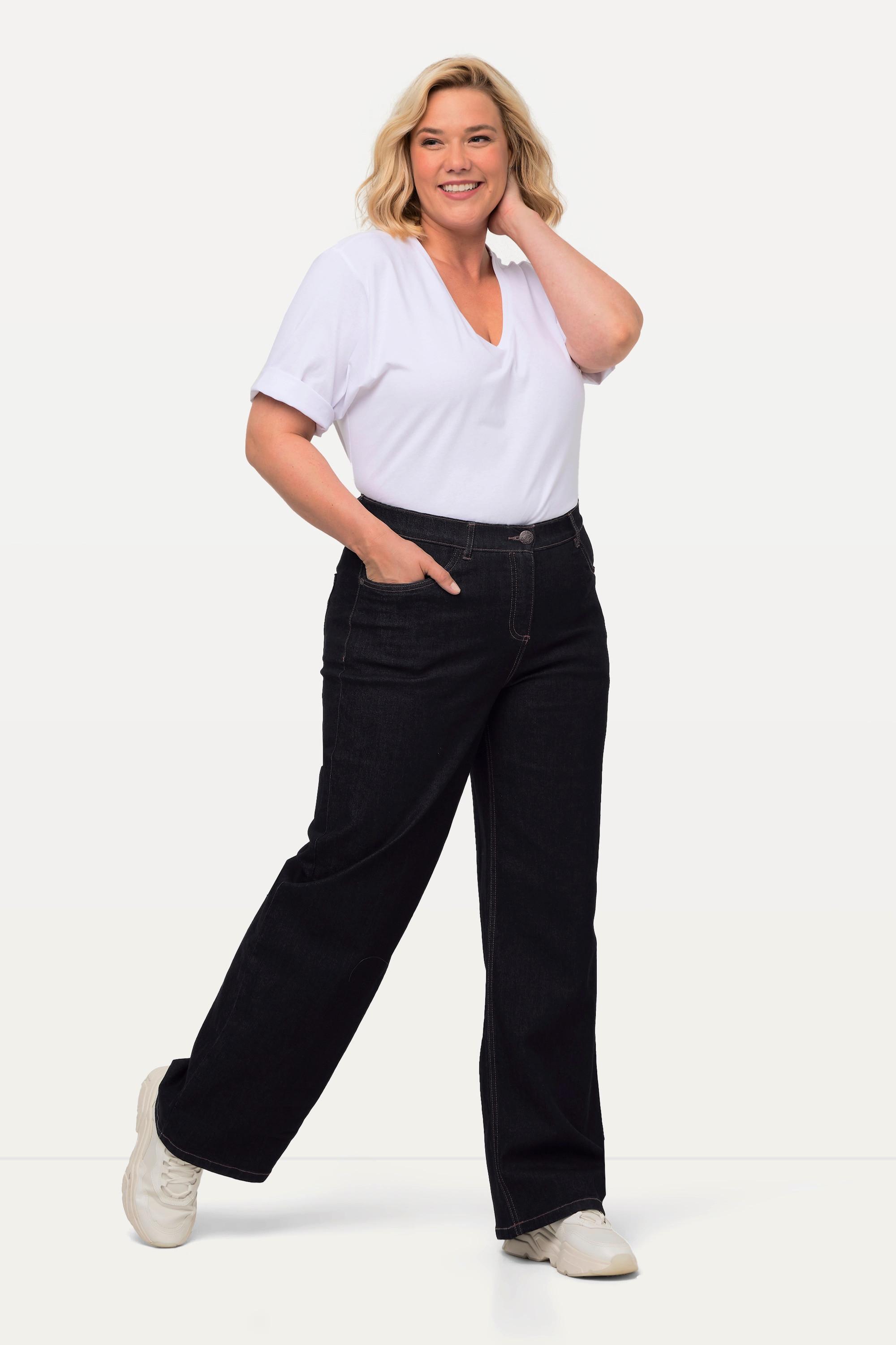 Ulla Popken Mary Weites Bein 5-Pocket Komfortbund Jeans  