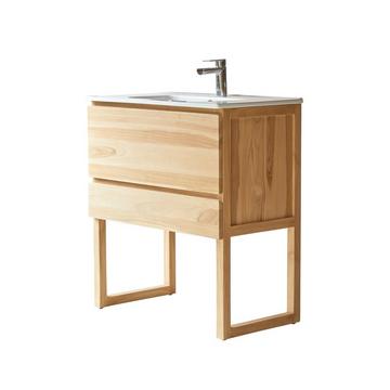 Mobile per il bagno in teak massello e ceramica 80 cm Edgar