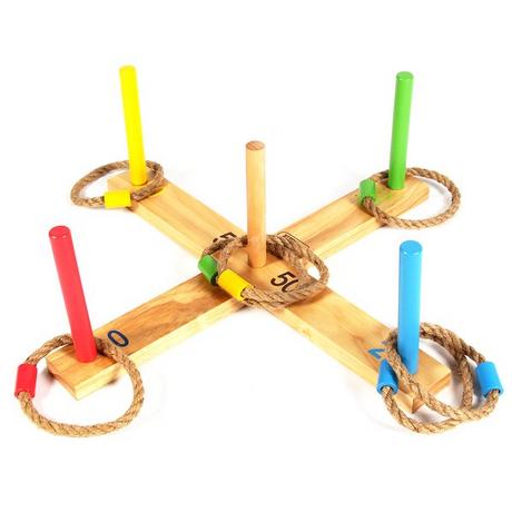 Omada  Jeu de lancer d’anneaux en bois avec 5 piquets 