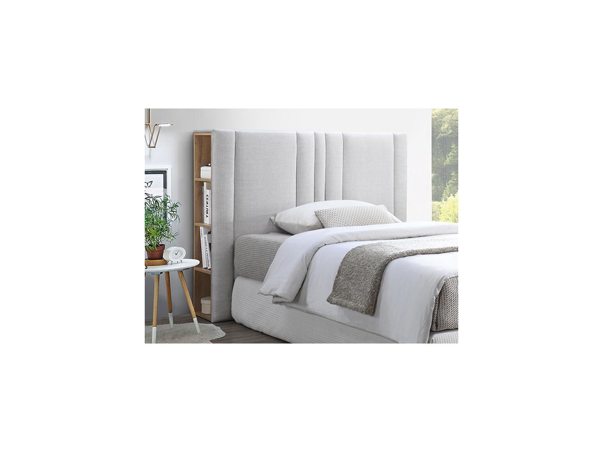Vente-unique Tête de lit avec rangements 160 cm - Tissu - Gris clair et naturel - SIVERI  