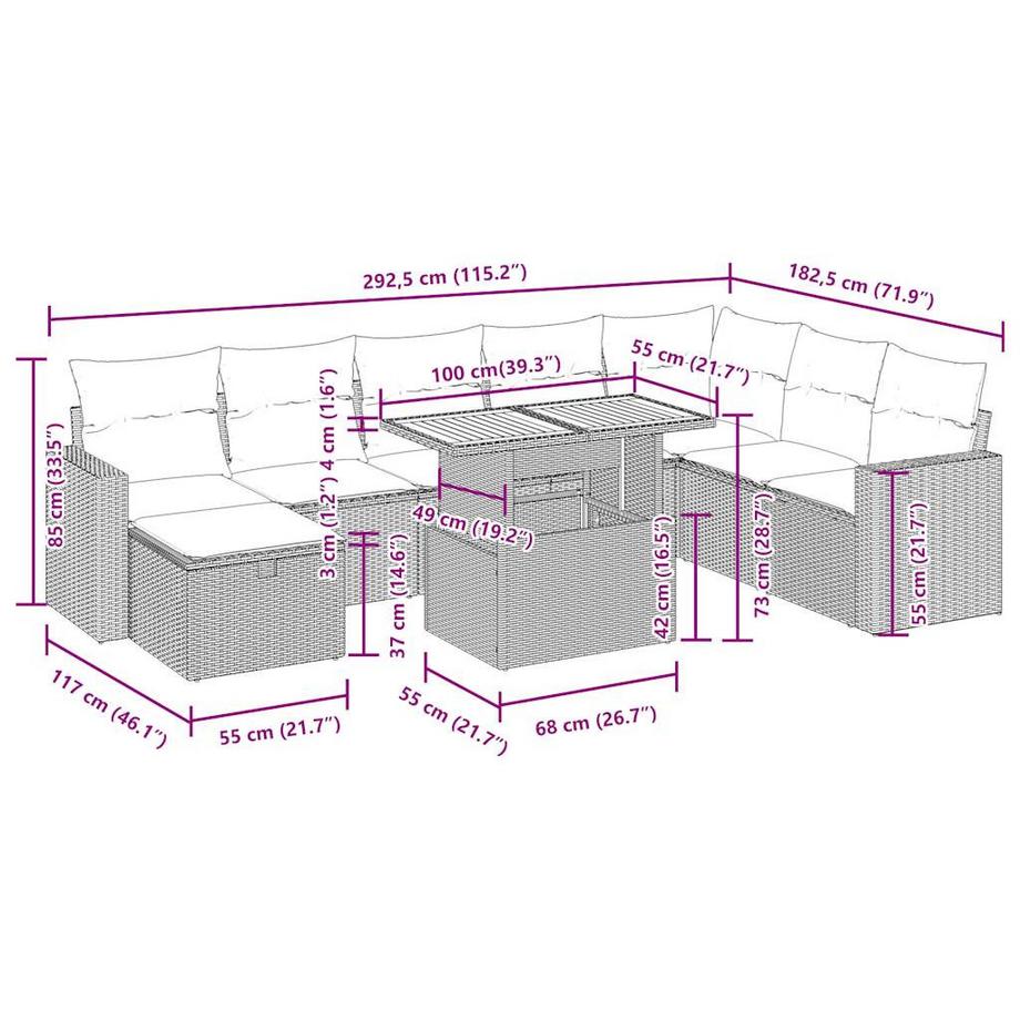 VidaXL Garten sofagarnitur poly-rattan  
