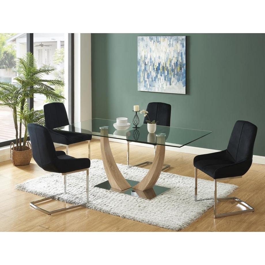 Vente-unique Lot de 6 chaises en velours et métal - Noir - BERLONA  