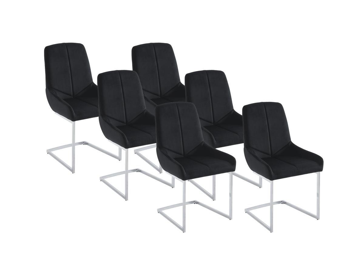 Vente-unique Lot de 6 chaises en velours et métal - Noir - BERLONA  