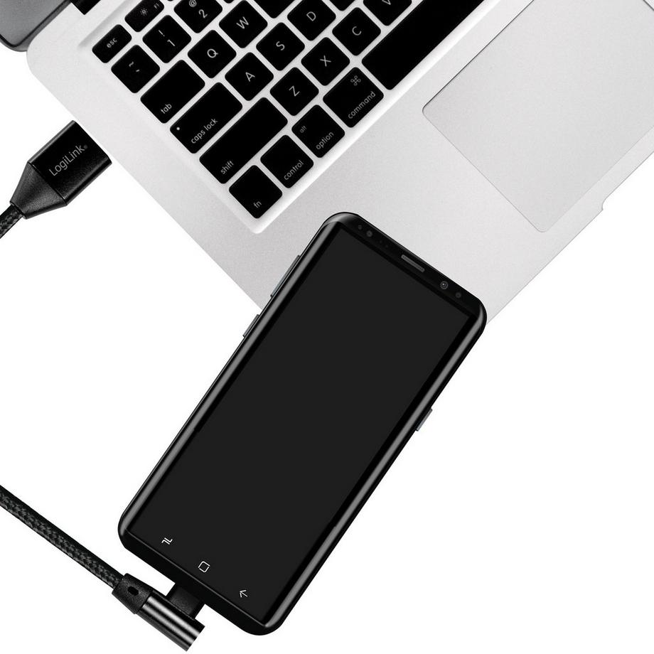 LogiLink  Abgewinkeltes USB-C-Kabel USB 2.0, max. 15 W, 0,3 m 