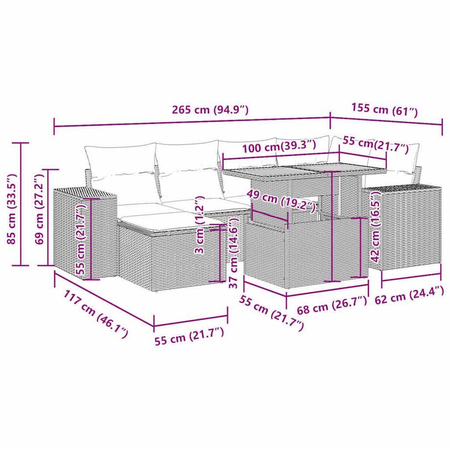 VidaXL Garten sofagarnitur poly-rattan  