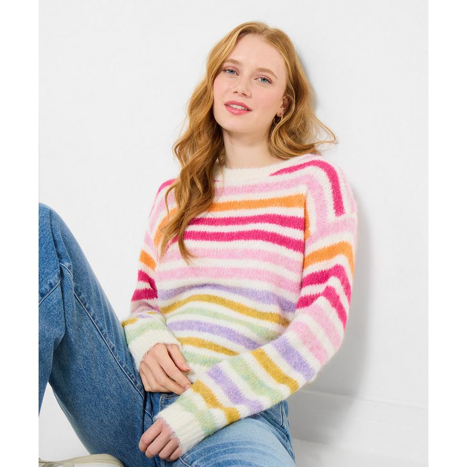 Pull ample à encolure ronde avec rayures