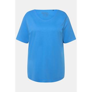 Ulla Popken  T-shirt doublé sur le devant, col rond et manches courtes - coupe Slim Fit 