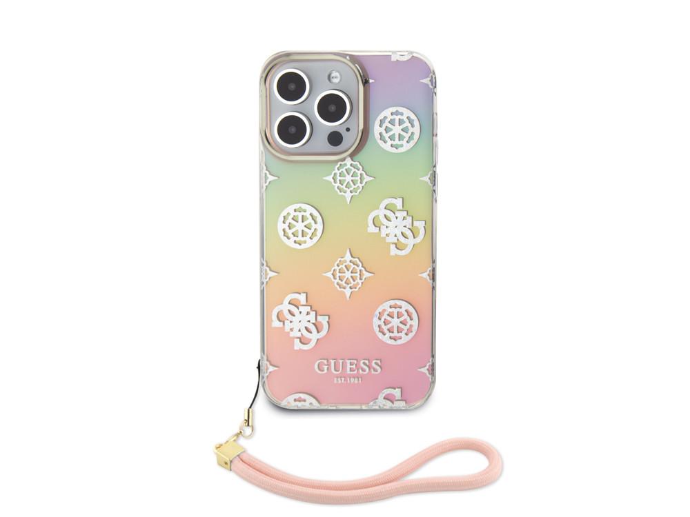 GUESS  Coque iPhone 15 Pro Peony avec dragonne 