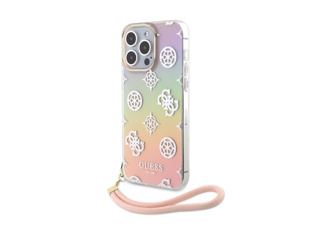 GUESS  Coque iPhone 15 Pro Peony avec dragonne 