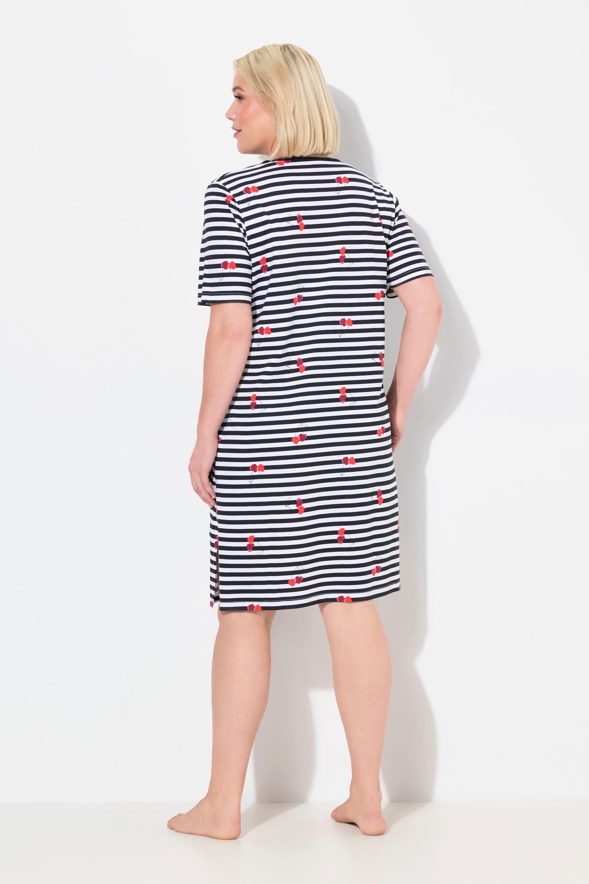 Ulla Popken Stampa Cuori Girocollo Mezza Manica Bigshirt  