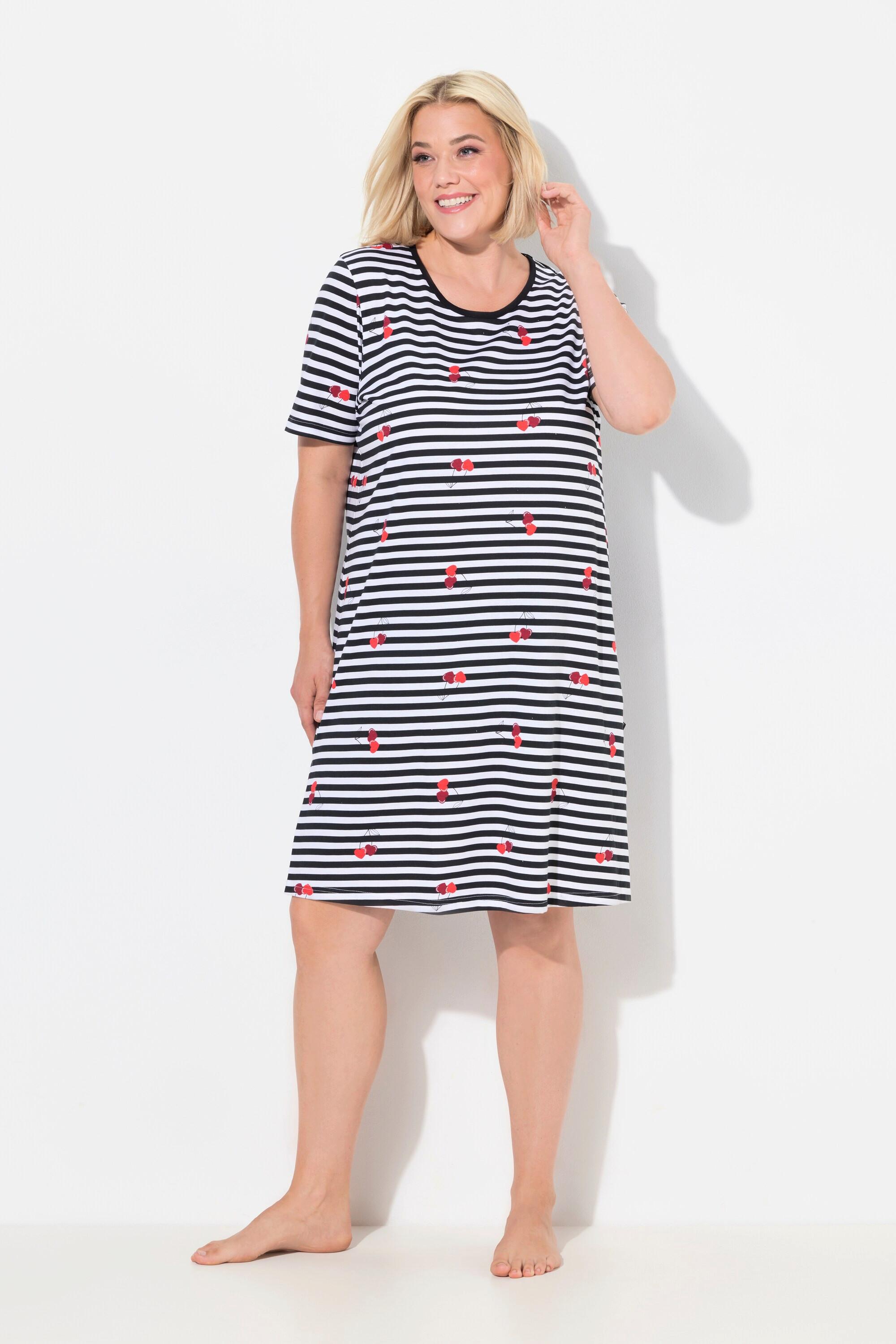 Ulla Popken Stampa Cuori Girocollo Mezza Manica Bigshirt  