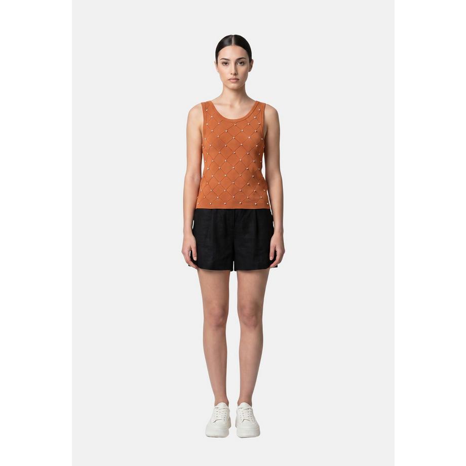 Chiara Ferretti Blusa senza maniche con dettaglio strass  