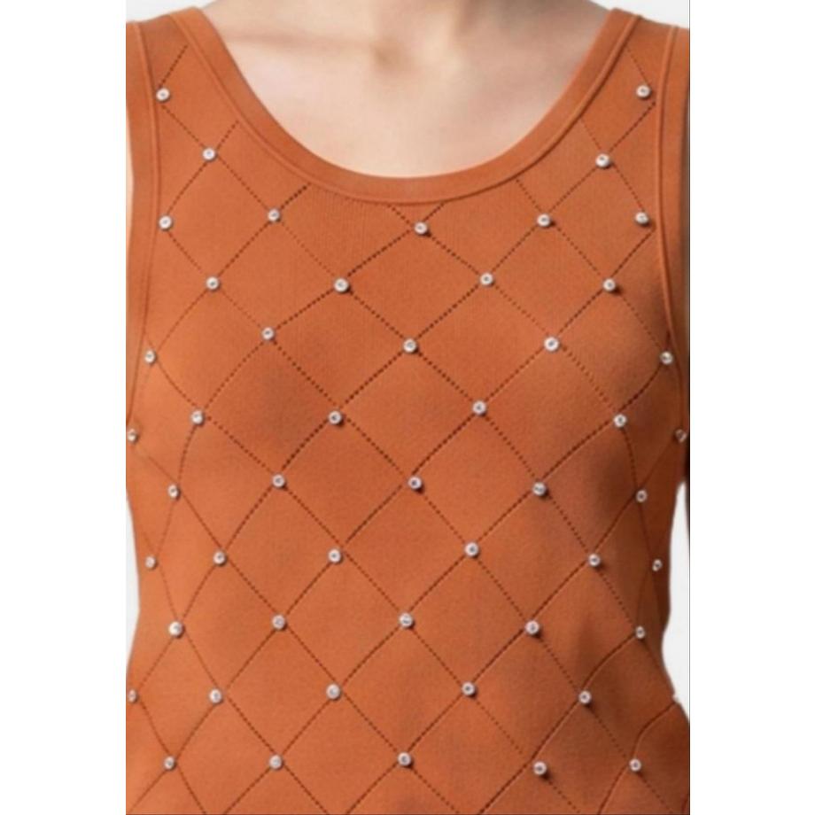 Chiara Ferretti Blusa senza maniche con dettaglio strass  