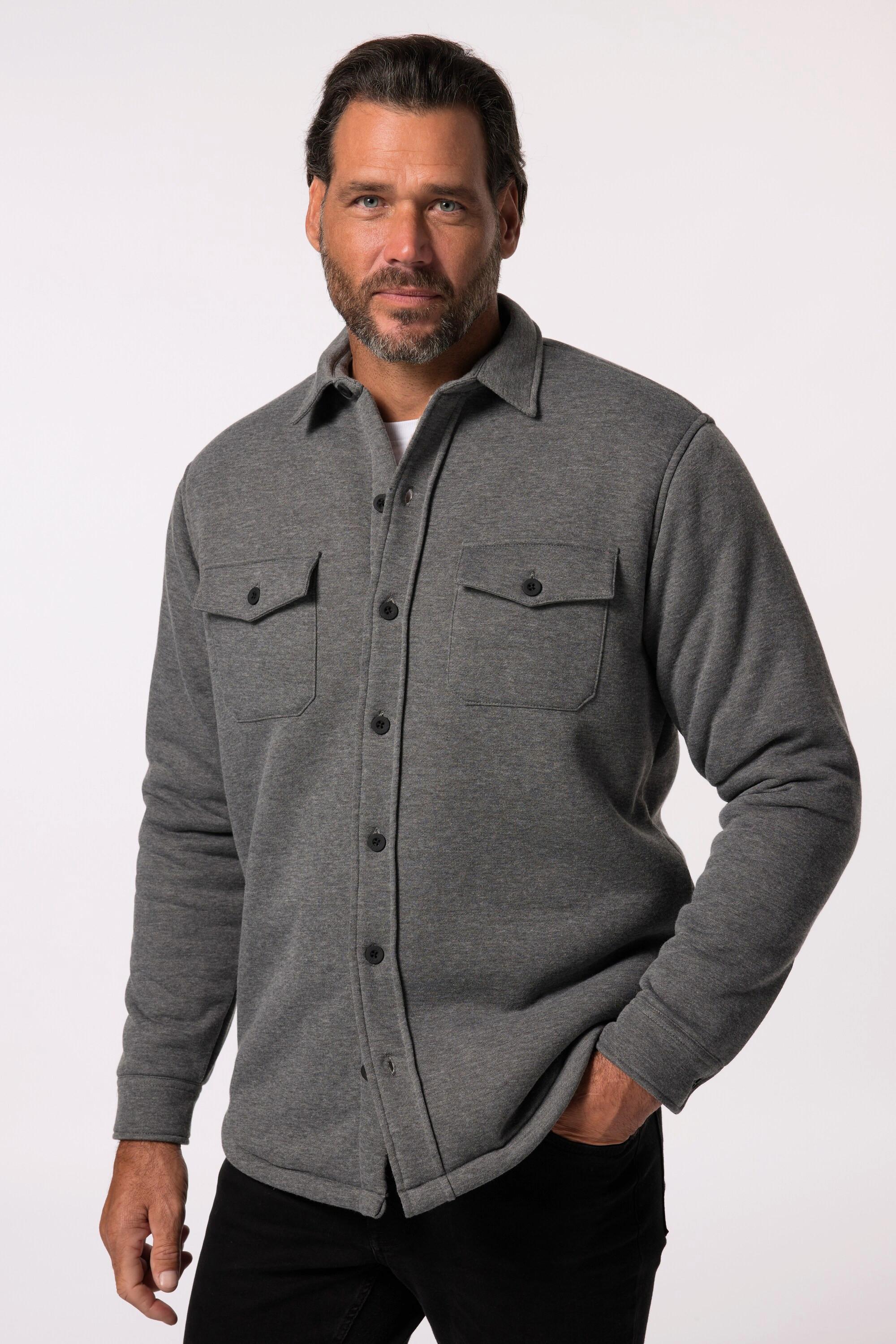 JP1880  Overshirt in felpa con fodera di pelliccia sintetica, fino alla tg. 7XL 