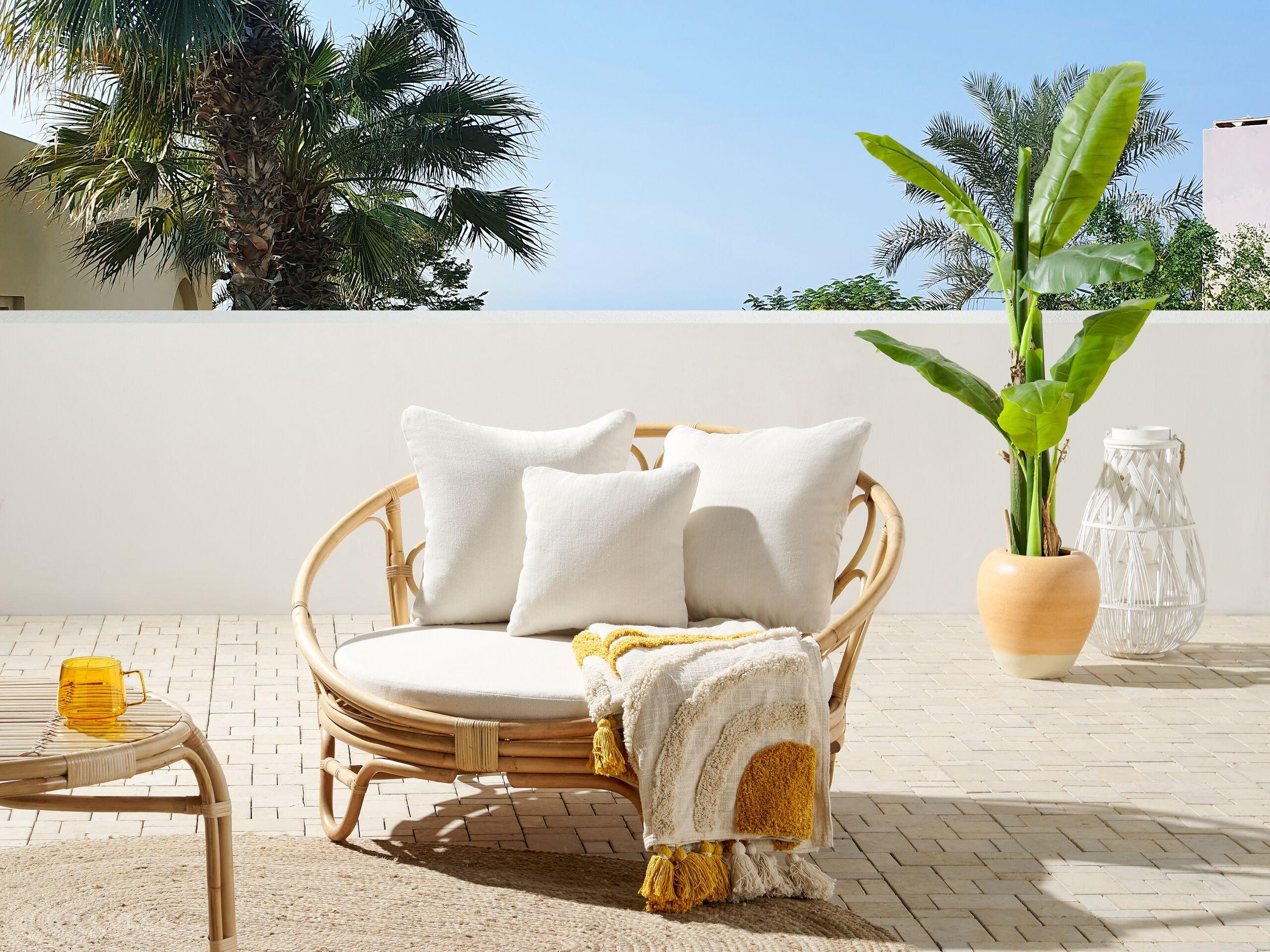 Beliani Lettino da giardino en Rattan Boho ROSSANO  