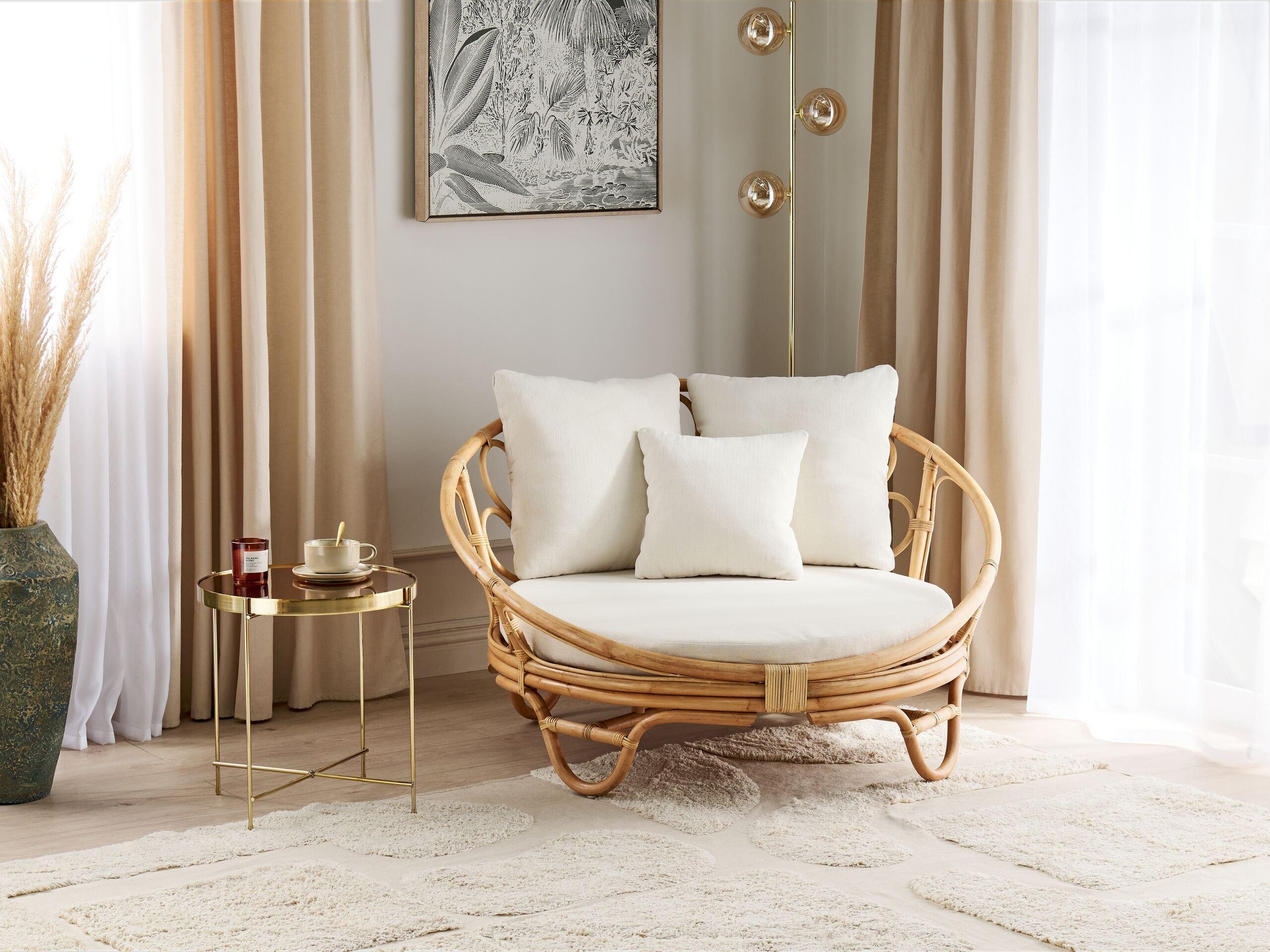 Beliani Lettino da giardino en Rattan Boho ROSSANO  