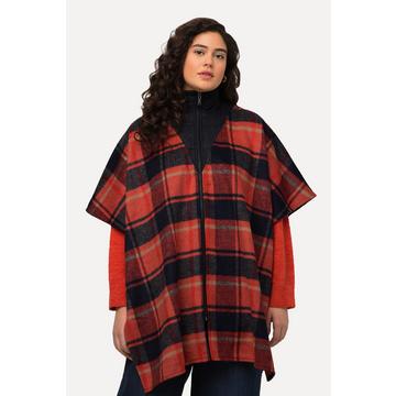 Poncho dal taglio oversize con quadri, collo polo e mezze maniche