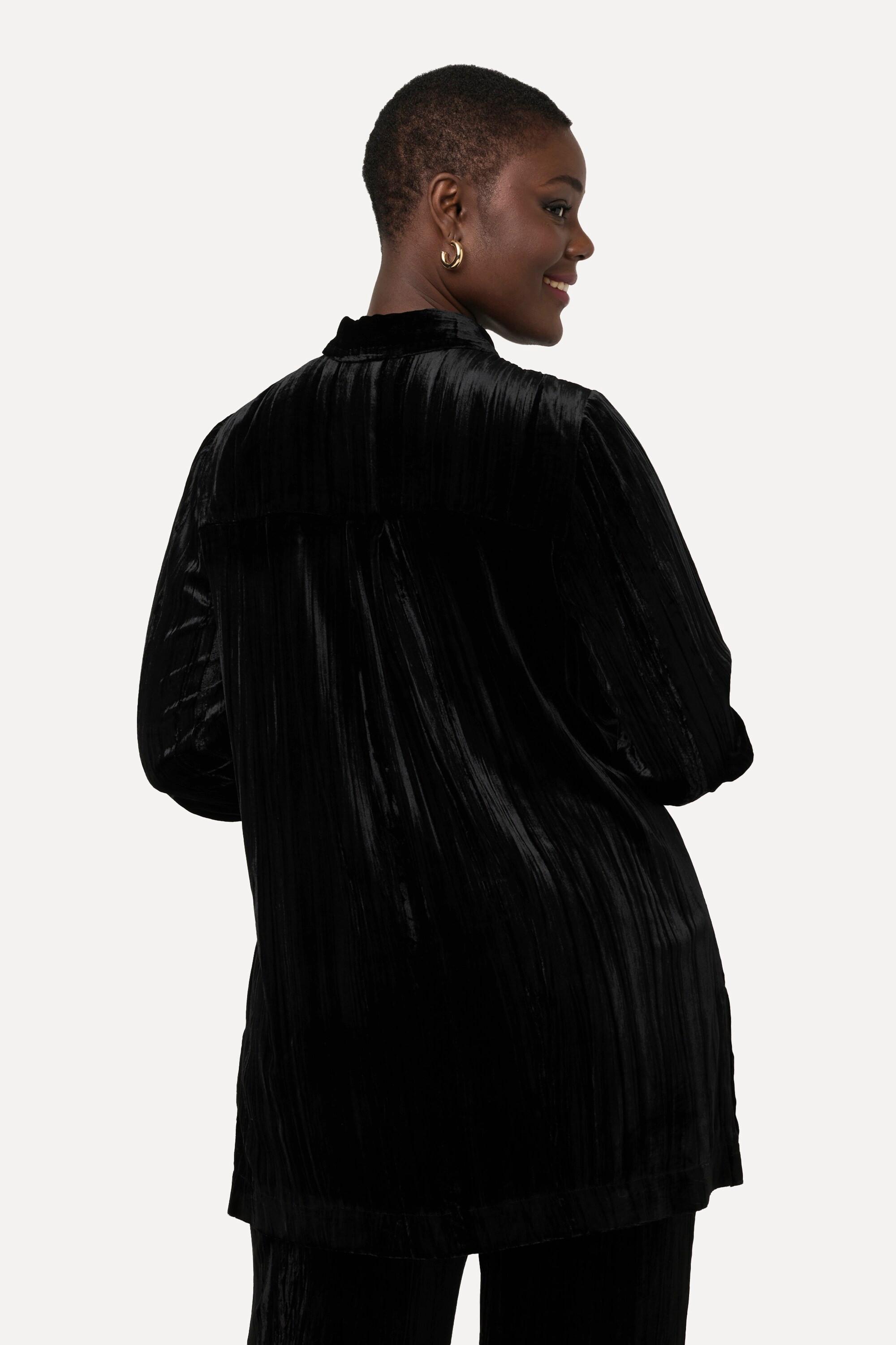 Ulla Popken Camicia in velluto effetto stropicciato collo camicia maniche lunghe  